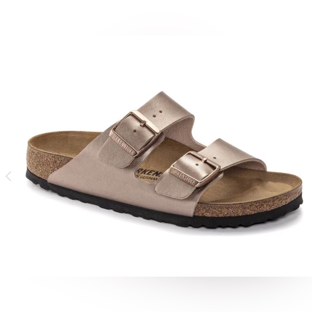 Rose Gold Birkenstock Buckle Sandals Arizona Birko Flor  8